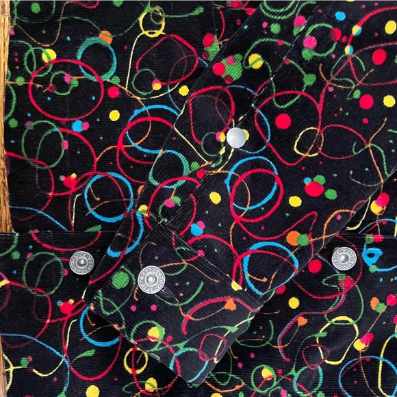 Vintage Christopher & Banks Stretch Splatter Corduroy Black Jacket Size Medium - Picture 4 of 8